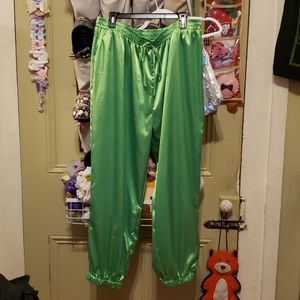 Gorgeous neon green satin jogger pants